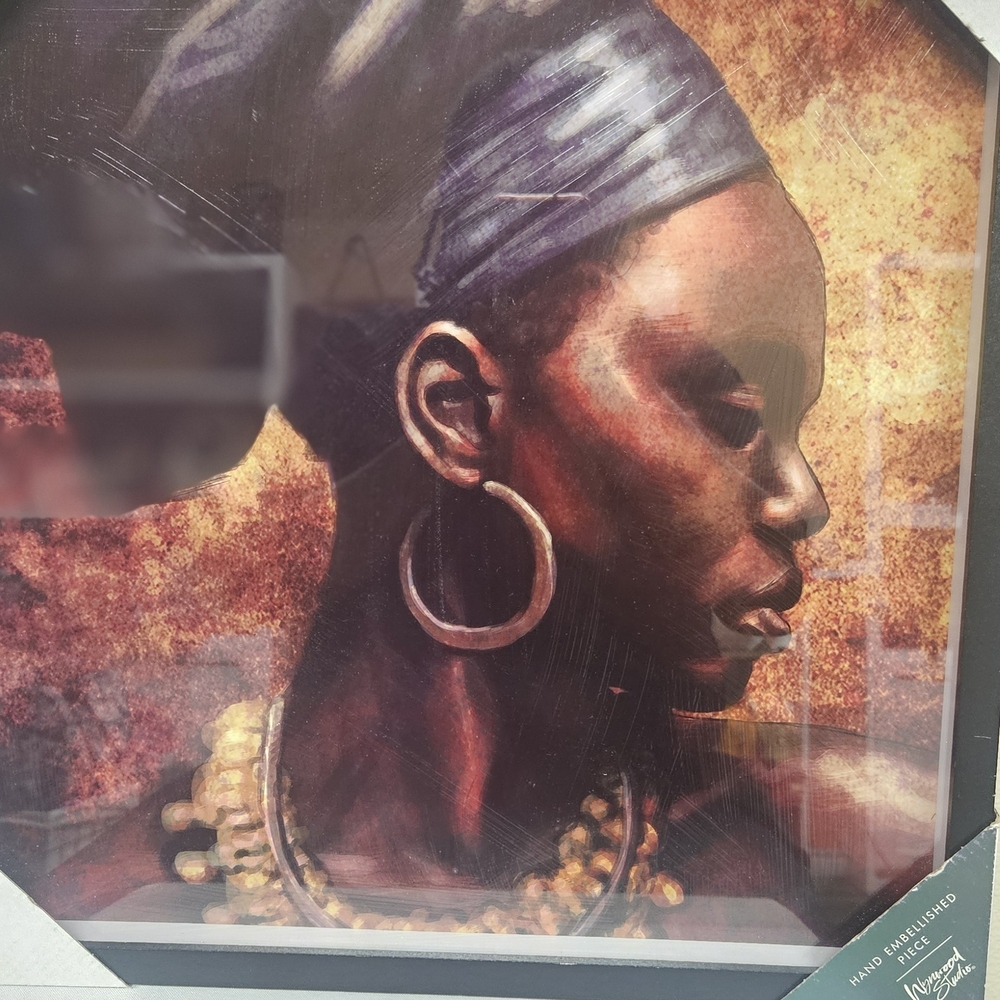 Handcrafted Portrait Art with Gold Accents